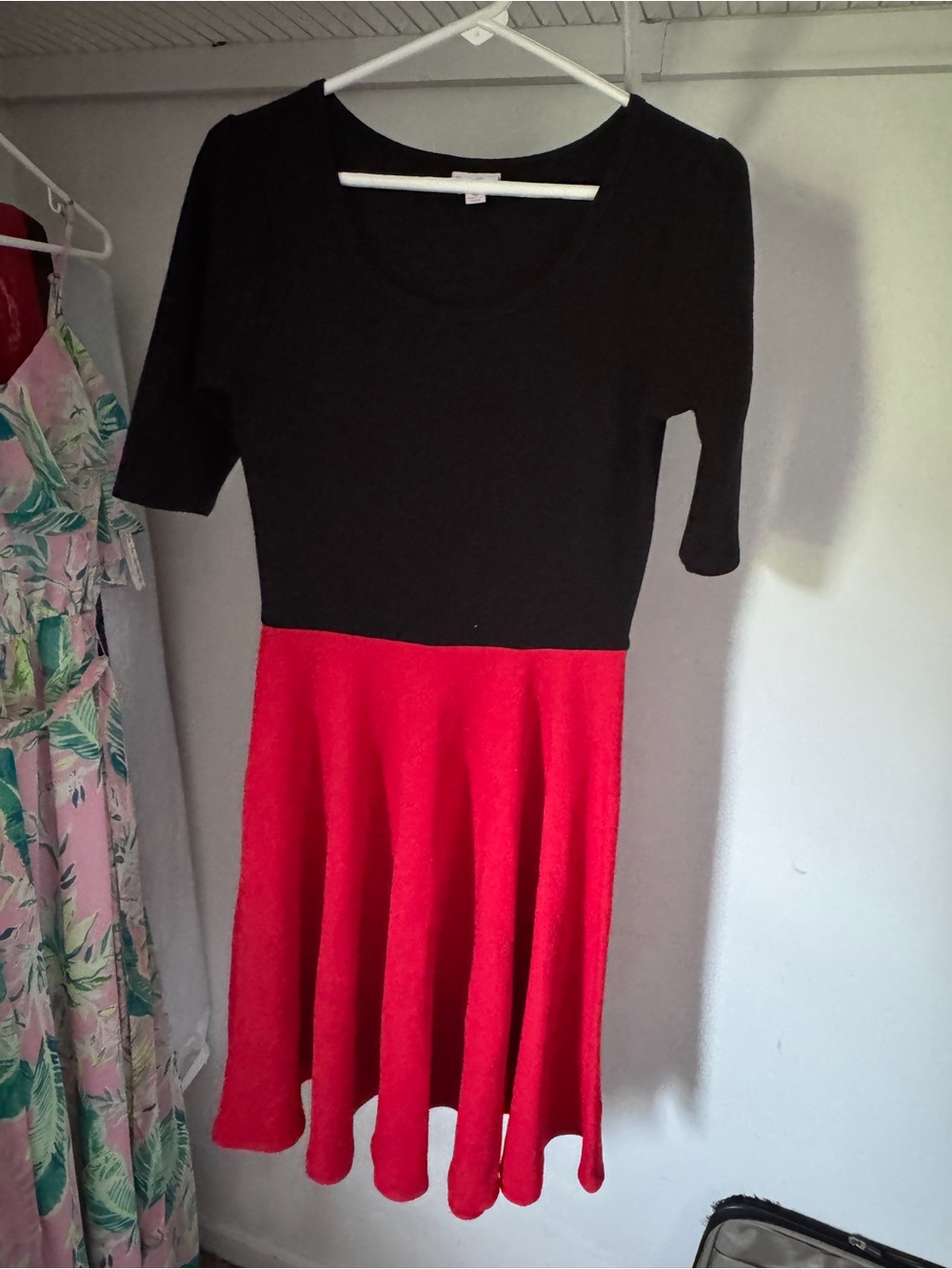 LuLaRoe Black & Red Fit-and-Flare Midi Dress